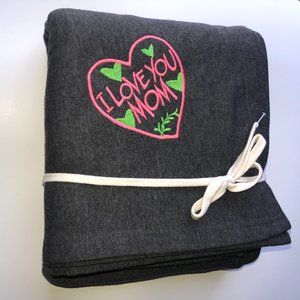I LOVE YOU MOM EMBROIDERED SWEATSHIRT BLANKET